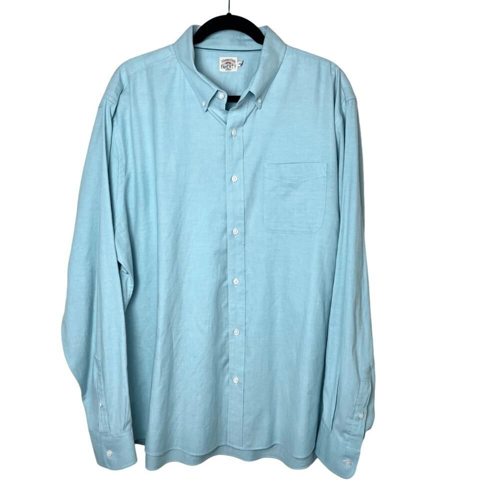 Faherty Stretch Oxford Long Sleeve Button Front Shirt Sz XXL
